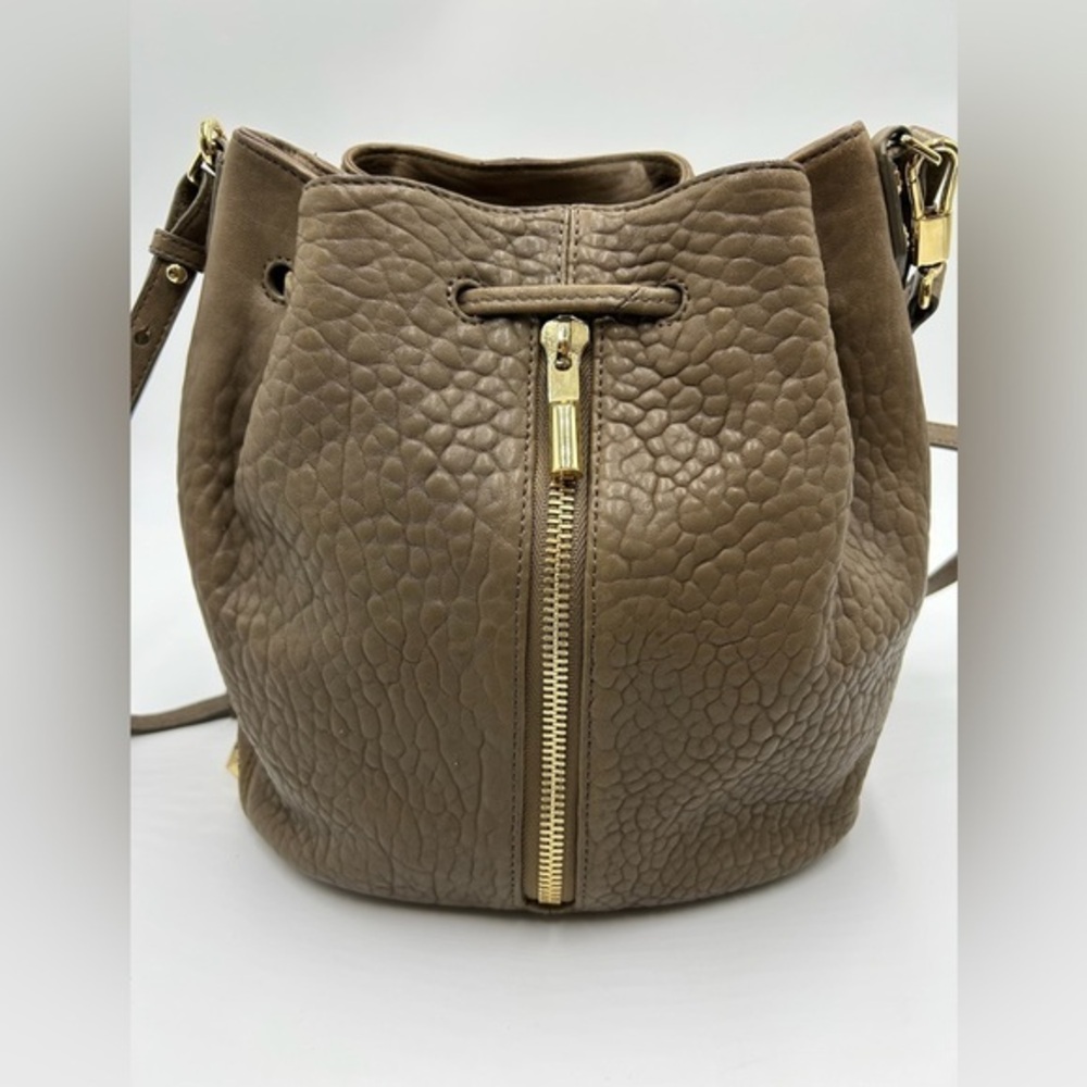 Elizabeth & James Taupe Leather Bucket Bag